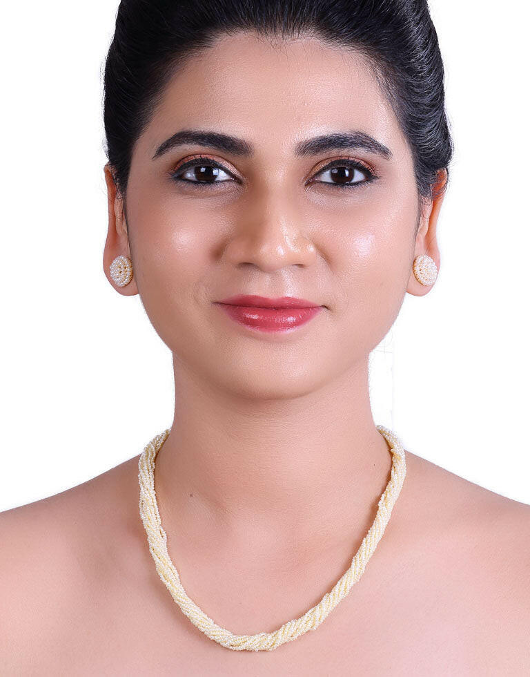 The lustrous - Half White Fine Keshi Pearl Necklace