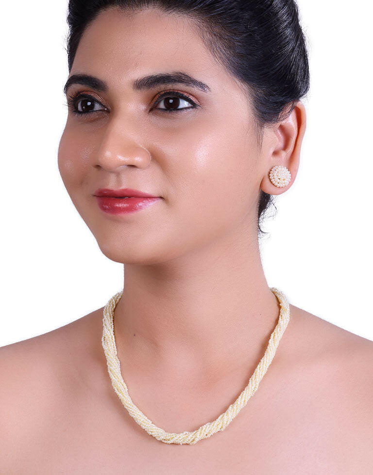 The lustrous - Half White Fine Keshi Pearl Necklace