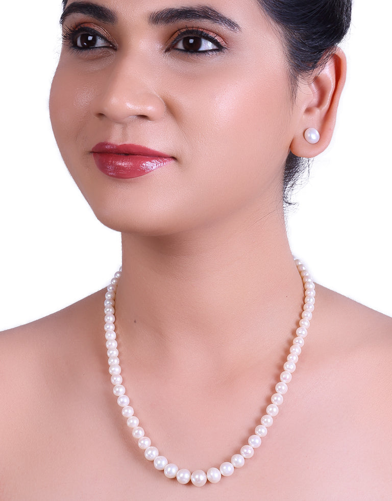 The Magnificent Round White Freshwater Graded Pearl Necklace