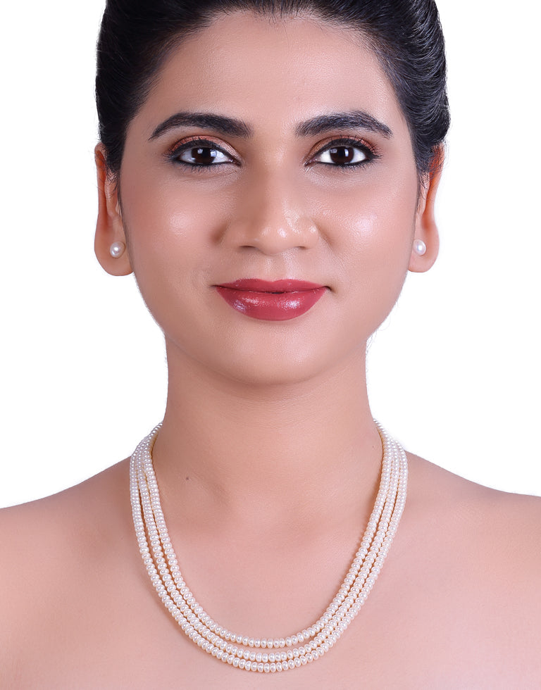 Beautiful Half Round White Freshwater Pearl Necklace