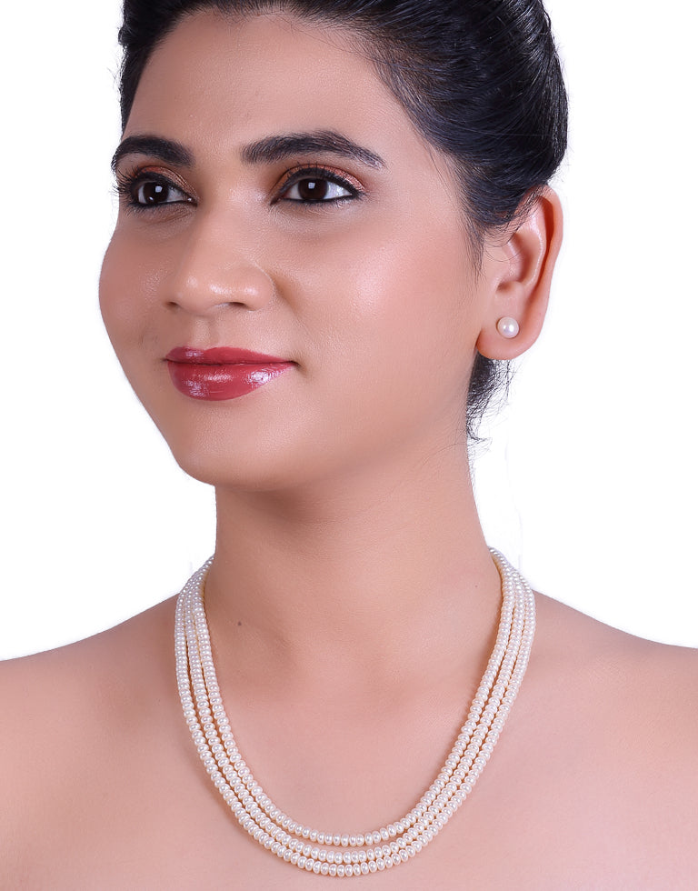 Beautiful Half Round White Freshwater Pearl Necklace