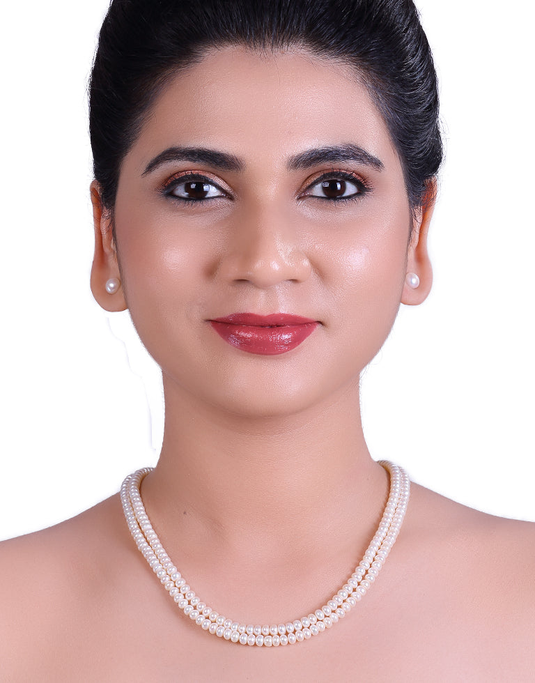 Treasured Half Round White Freshwater Pearl Necklace