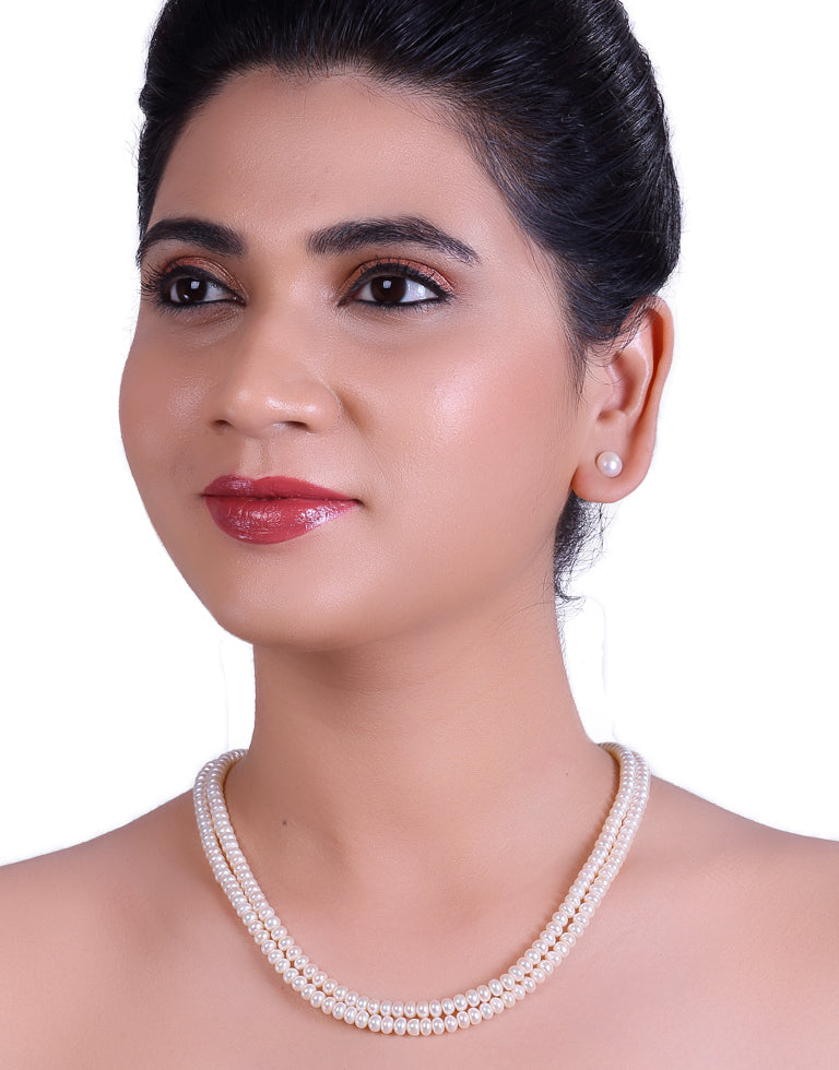Treasured Half Round White Freshwater Pearl Necklace