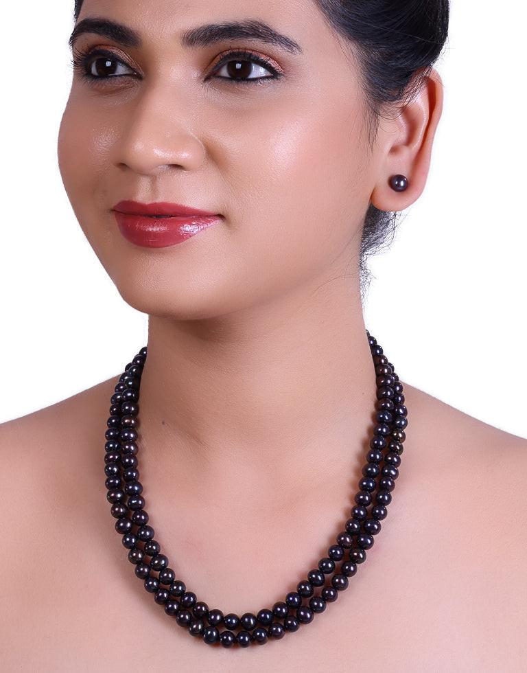 Surreal Round Black Freshwater Pearl Necklace