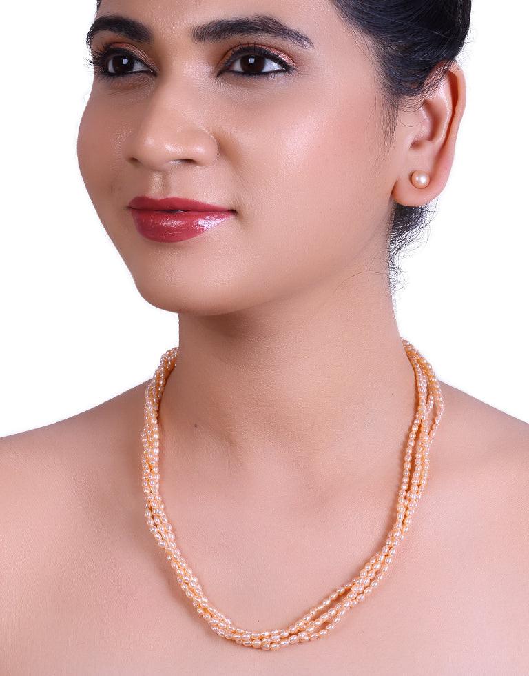 Eternal Pink Freshwater Rice Pearl Necklace