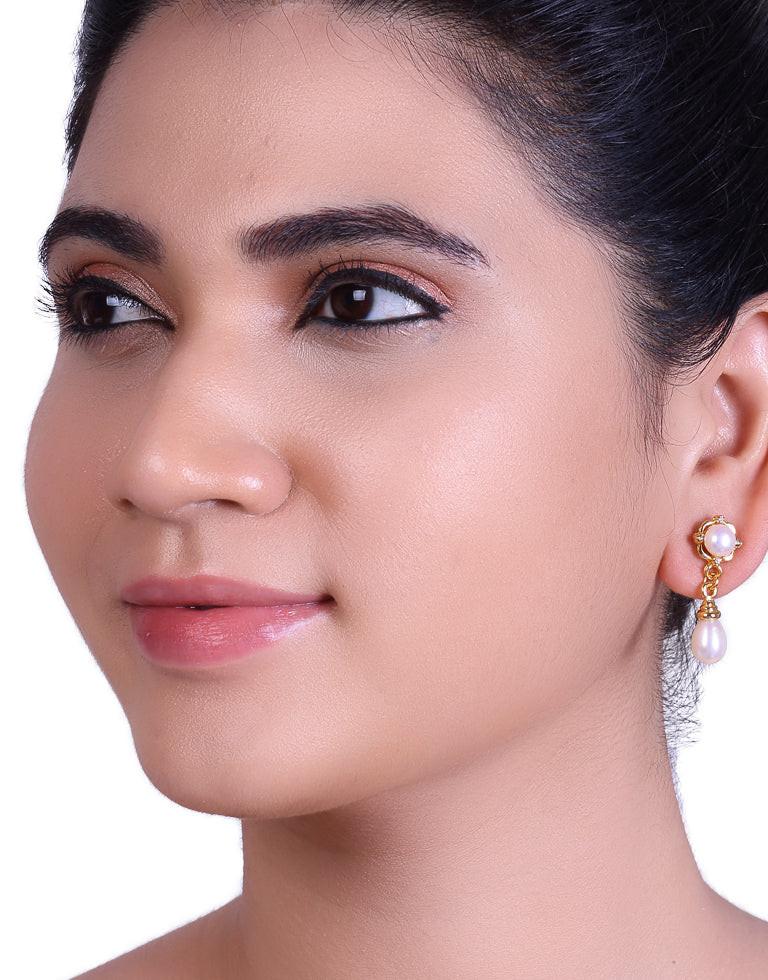 Freshwater Pearl with Cubic Zircon Fancy Stud Earrings