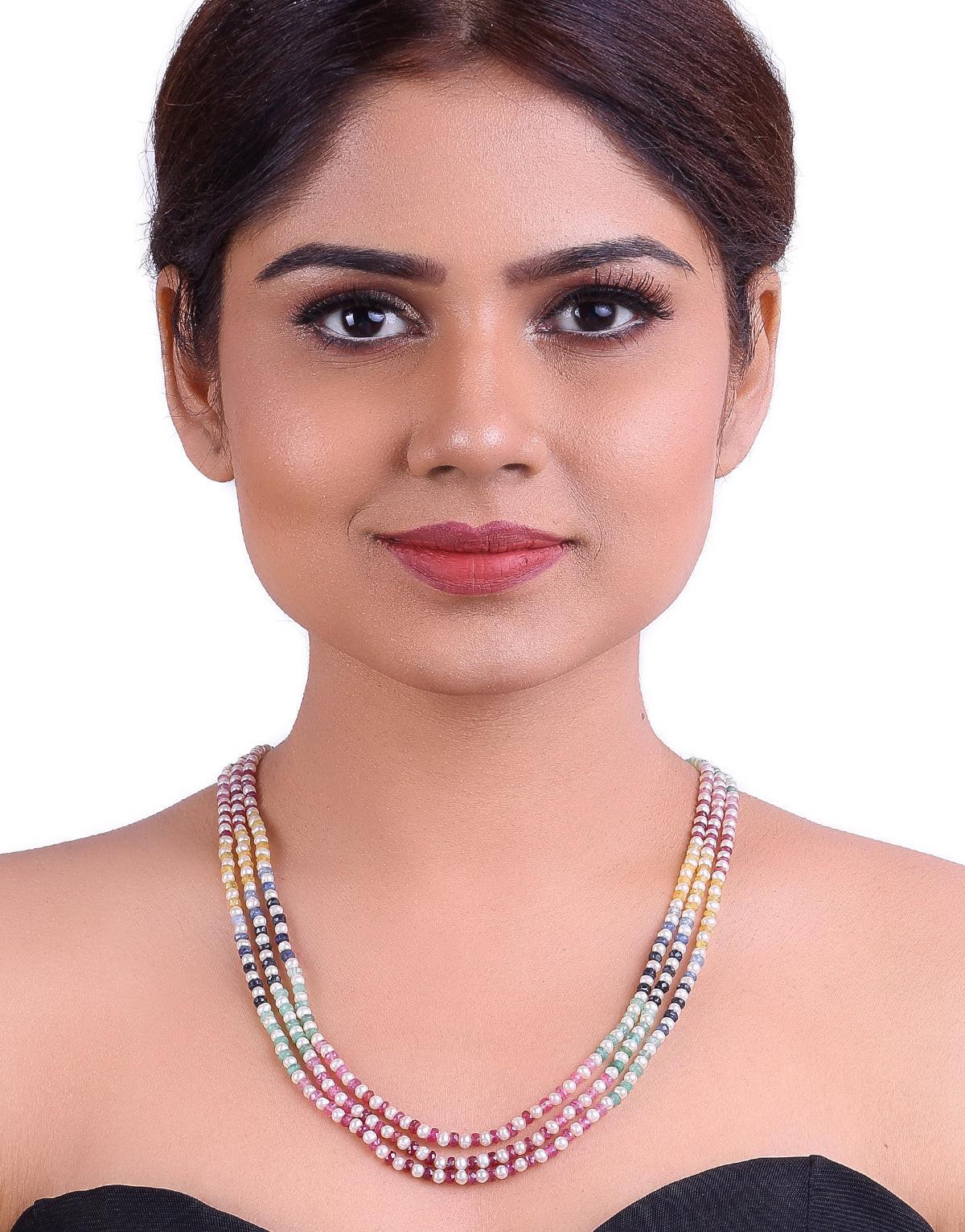 Neutral Colour  Rainbow Beads  Pearl Necklace