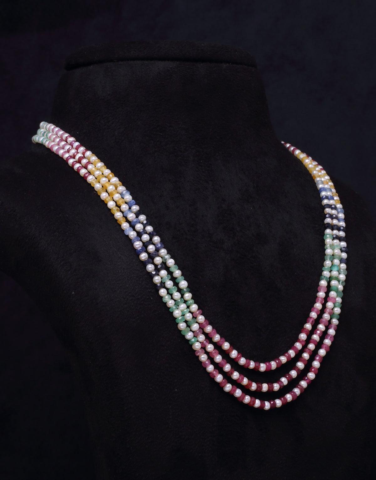 Neutral Colour  Rainbow Beads  Pearl Necklace