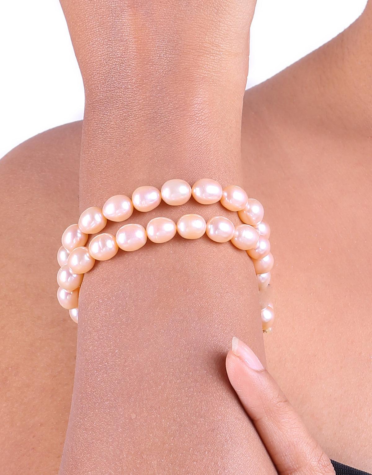 Drop Shape Freshwater Pink Pearl Bracelet