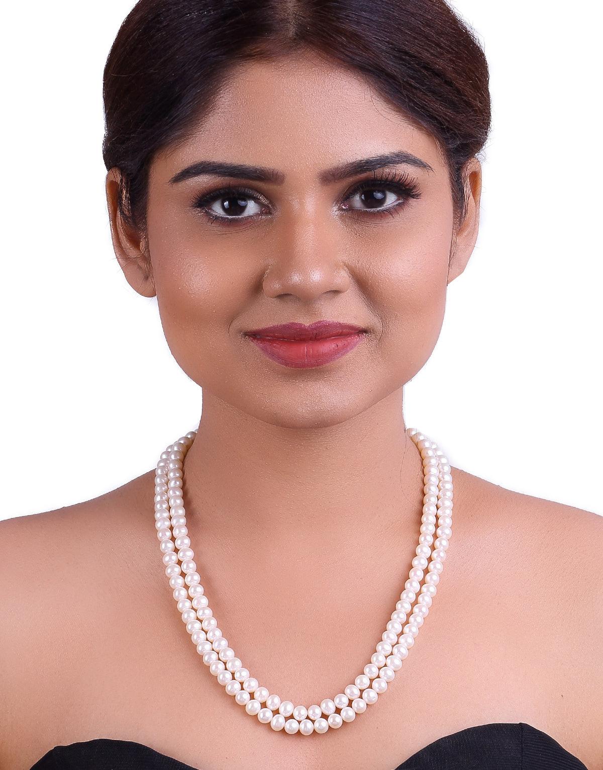Double Strand White Freshwater Pearl Necklace