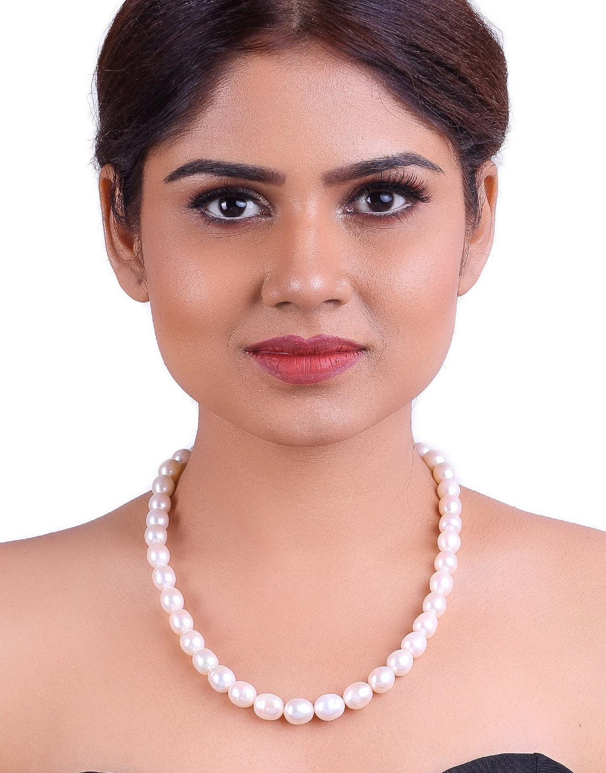 Flawless Freshwater White Drop shape Pearl Necklace