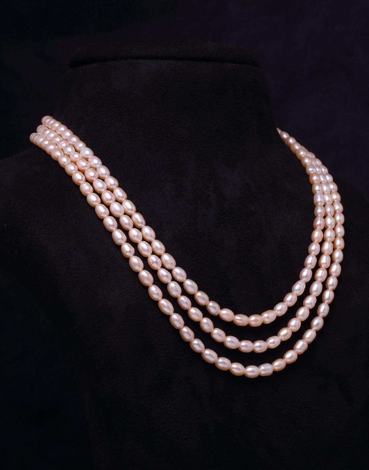 Triple Strand Pink Freshwater Pearl Necklace