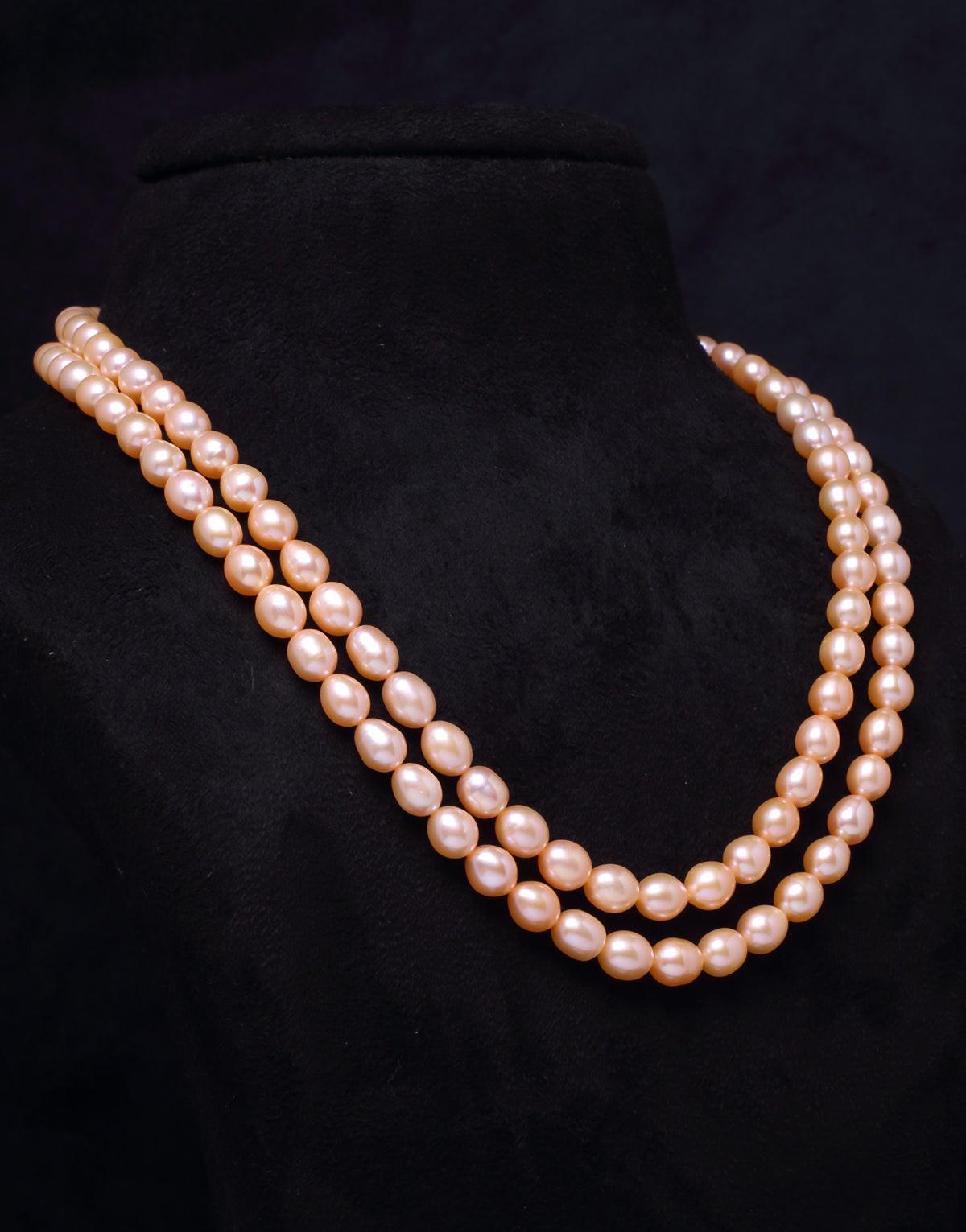 Bloomy and blowsy pink drop shape pearl necklace