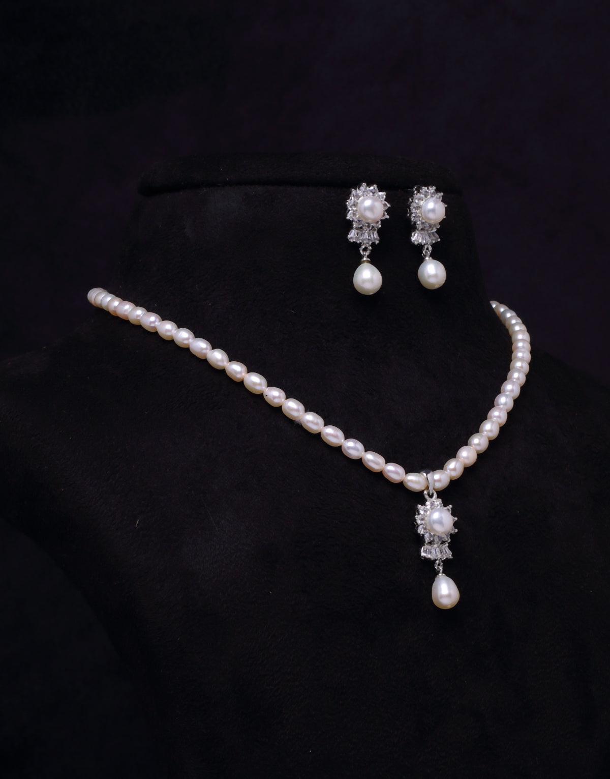 Serene Freshwater Pearl Set, With Cz Stone