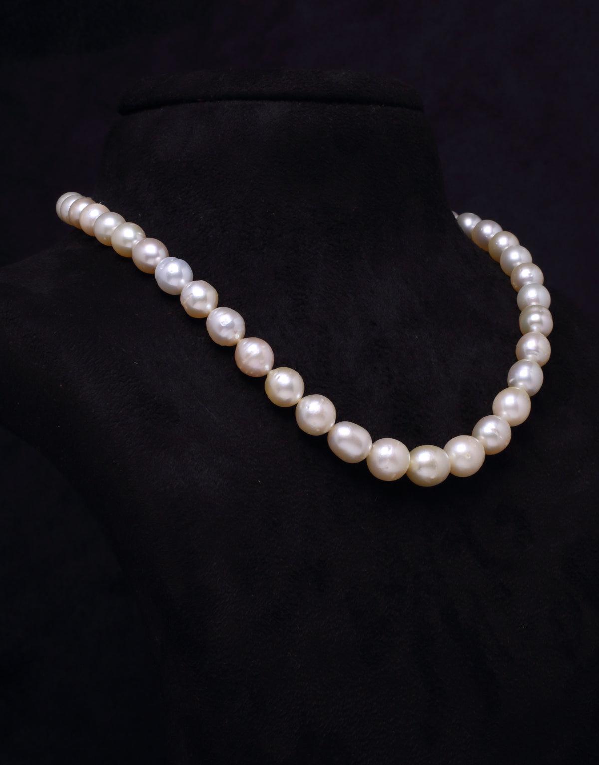 Cream Saltwater South Sea Drop Pearls Necklace, 9-11.8mm –A Quality