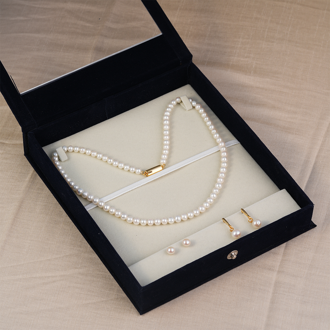 Freshwater Pearl Set One Elegant Necklace and Two Matching Earrings