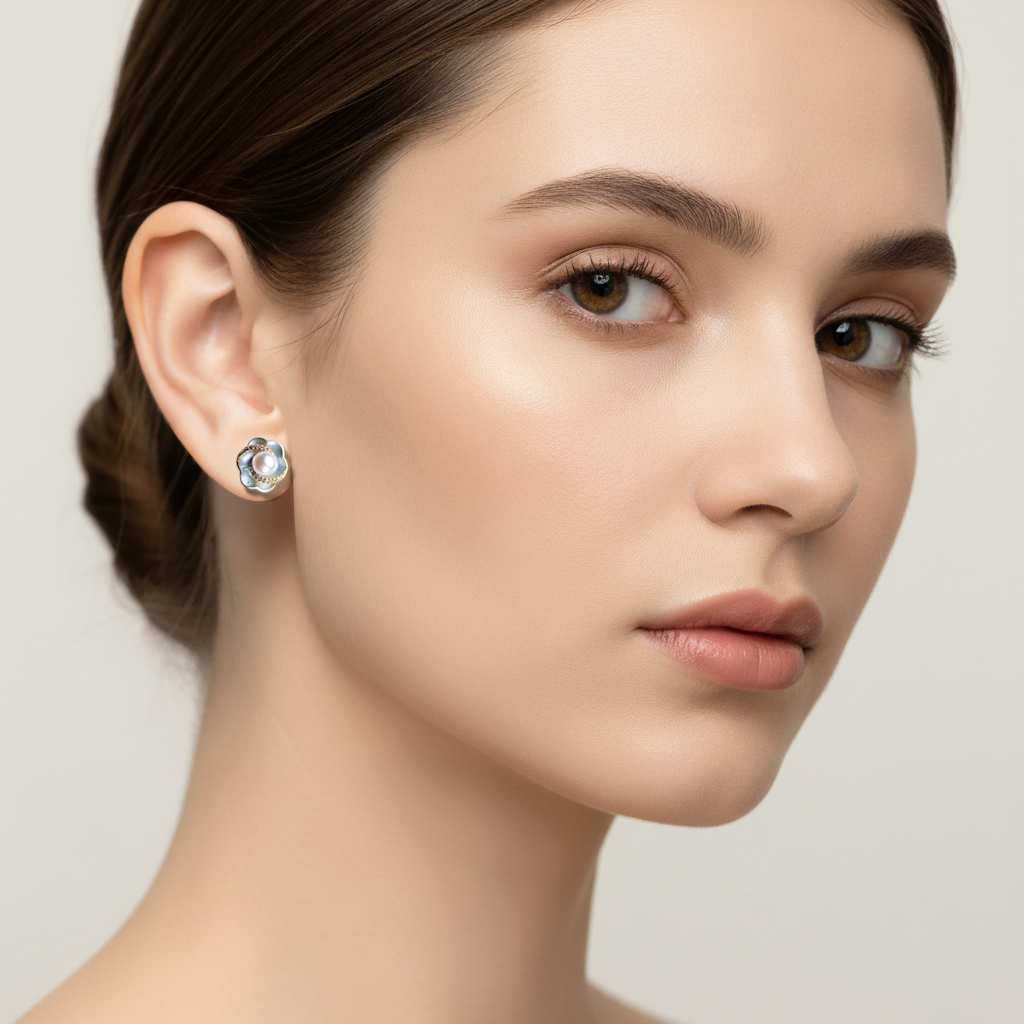 Blossom Pearl Stud Earrings Set