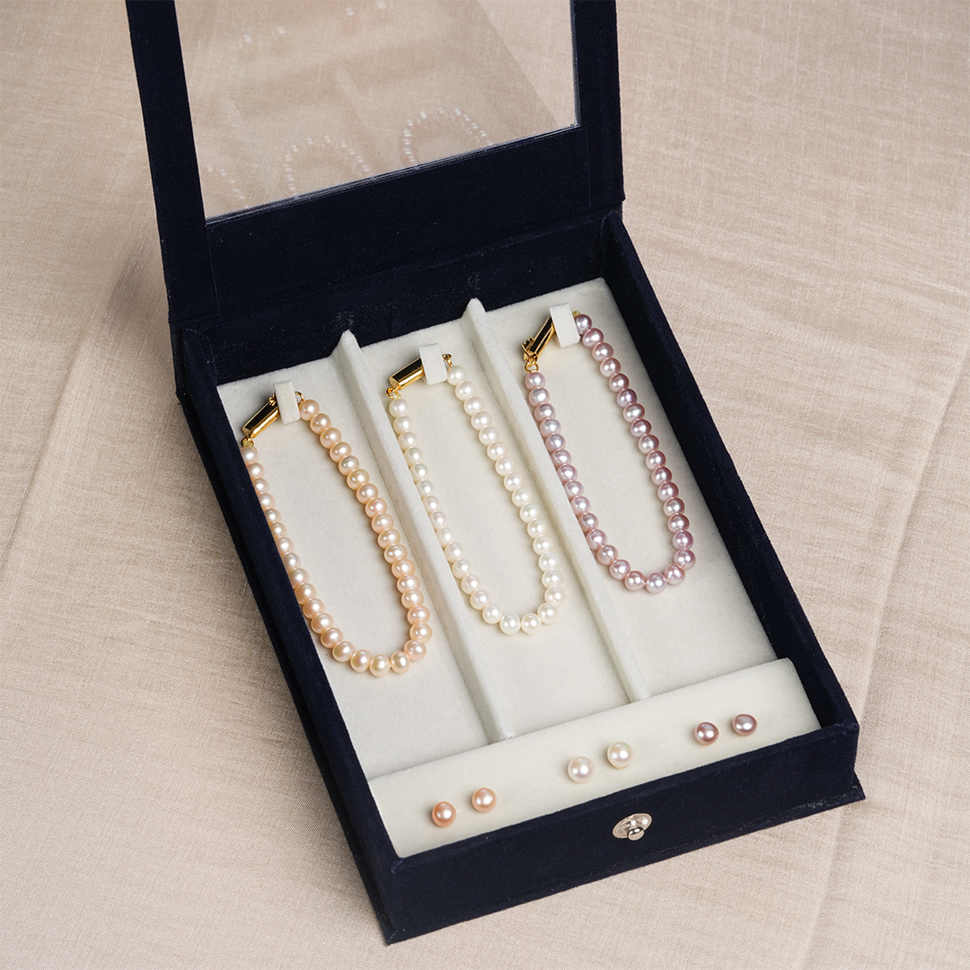 Set of 3 Freshwater Pearl Bracelets and 3 Matching Tops