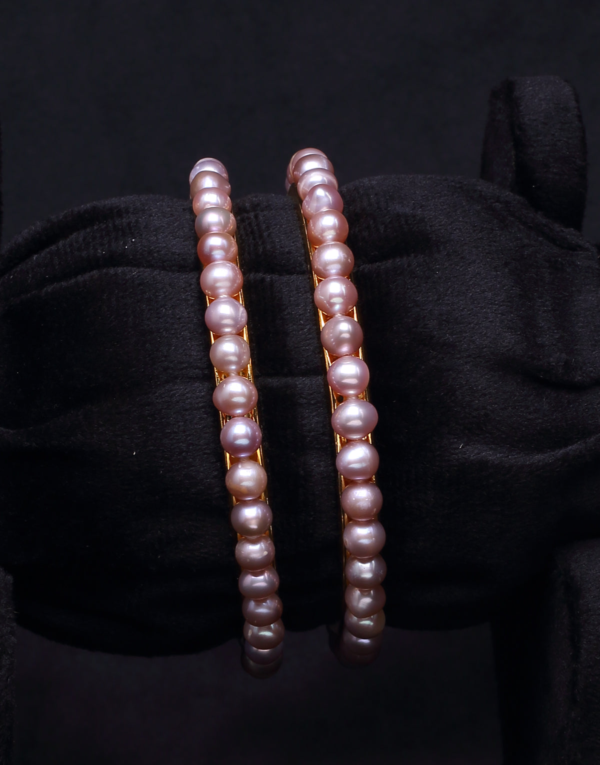 Round Single Line Lavender Freshwater Pearl Bangles