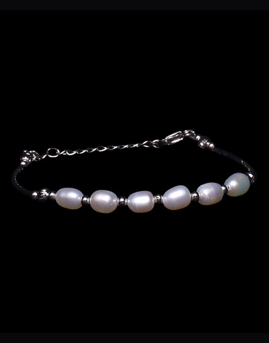 Freshwater Oval Shape Pearl Chain Bracelet