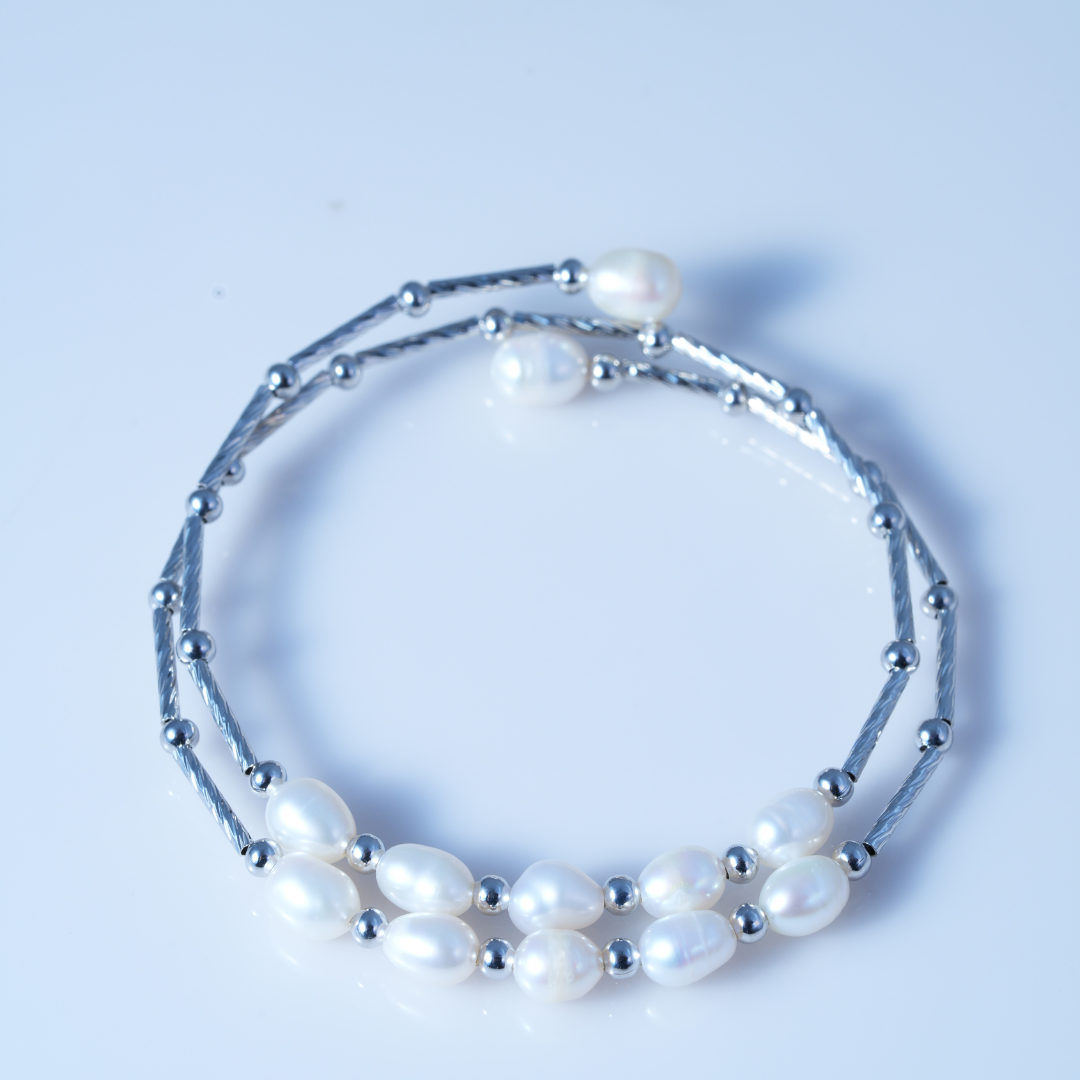 Freshwater Oval Pearl Chain Bracelet