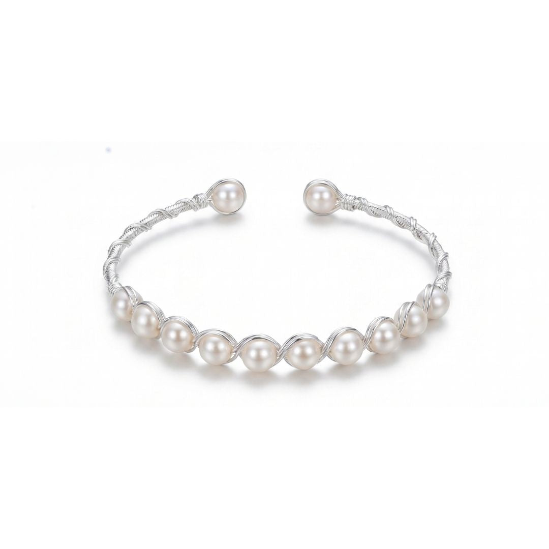 Lustrous Eight Freshwater Pearl White-Finish Bracelet