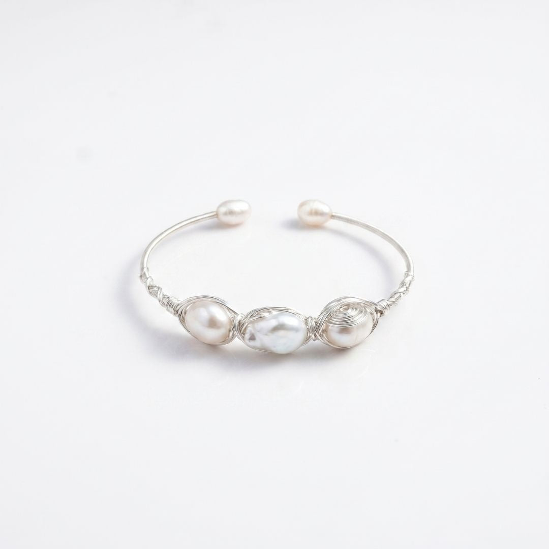Baroque Freshwater Pearl Elegance White-Finish Bracelet
