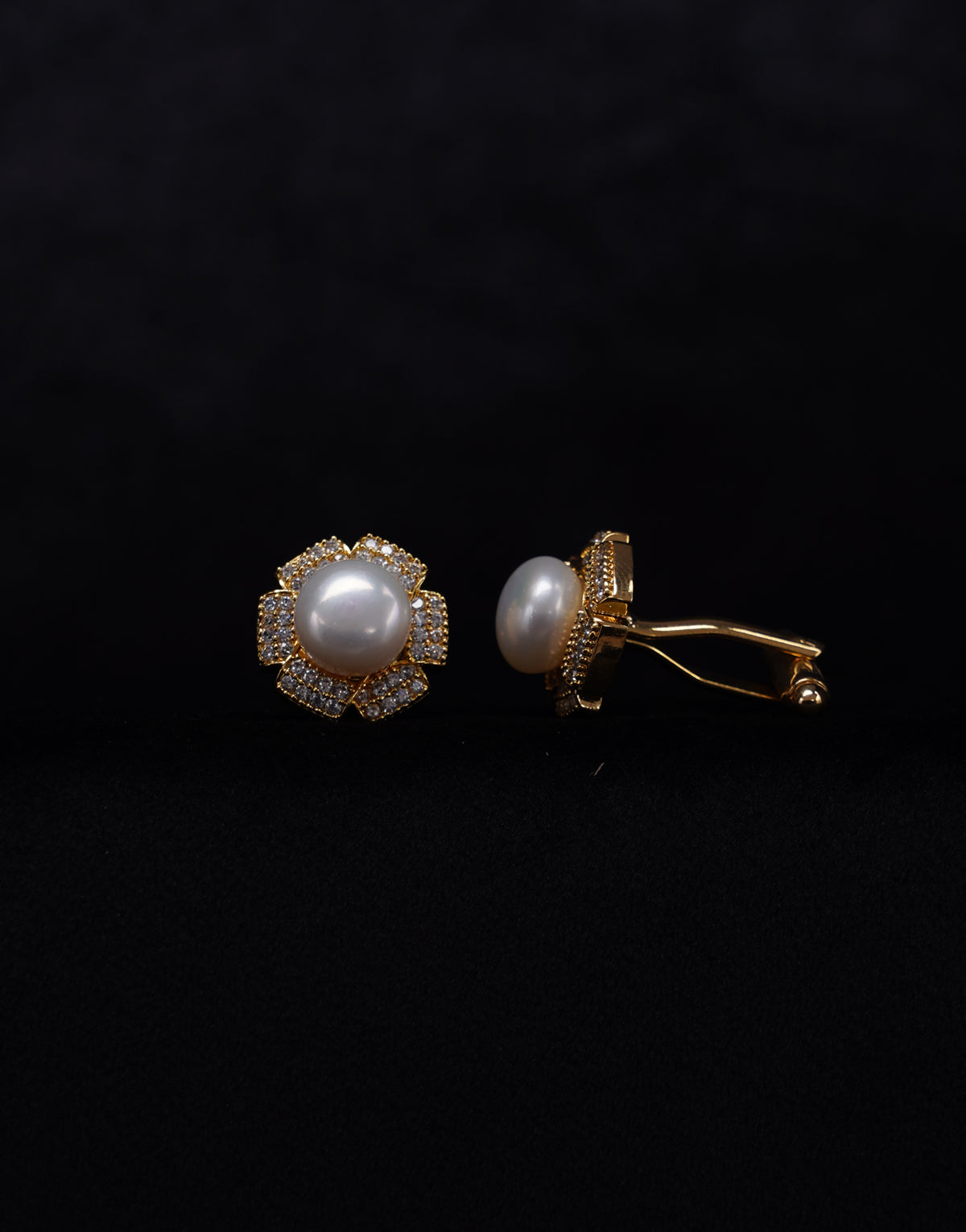 Freshwater White Pearl Studded Gold-Plated Cufflinks