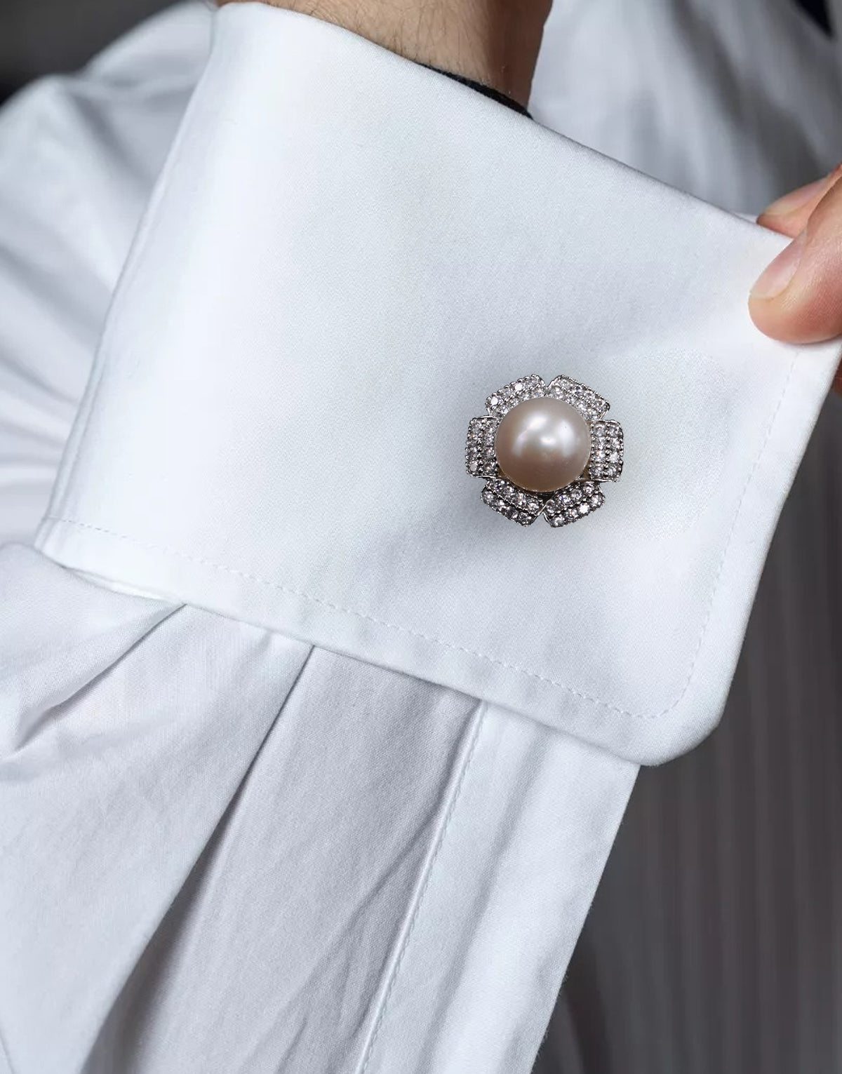 Freshwater White Pearl Studded Gold-Plated Cufflinks