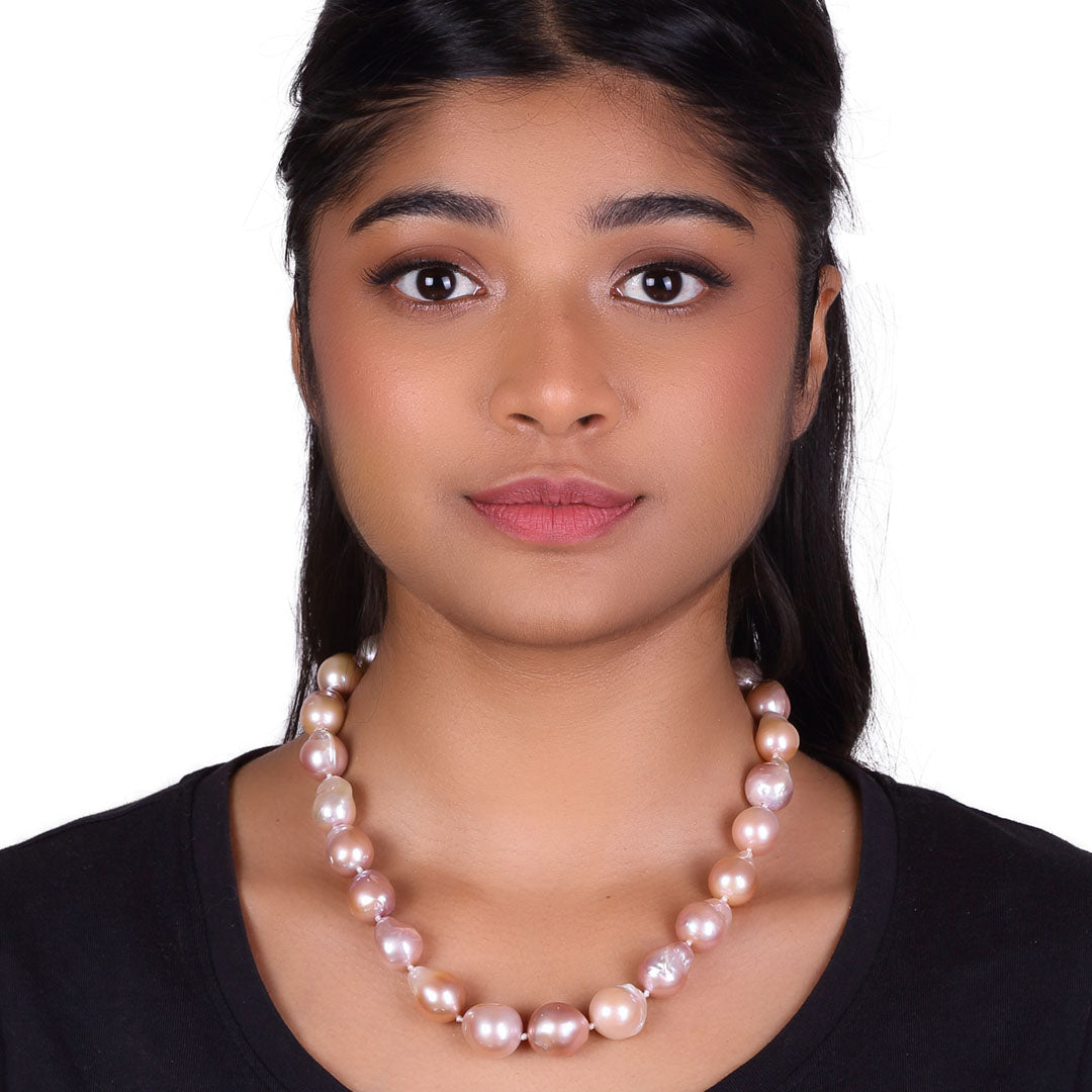 Freshwater Pink Baroque Pearl Necklace