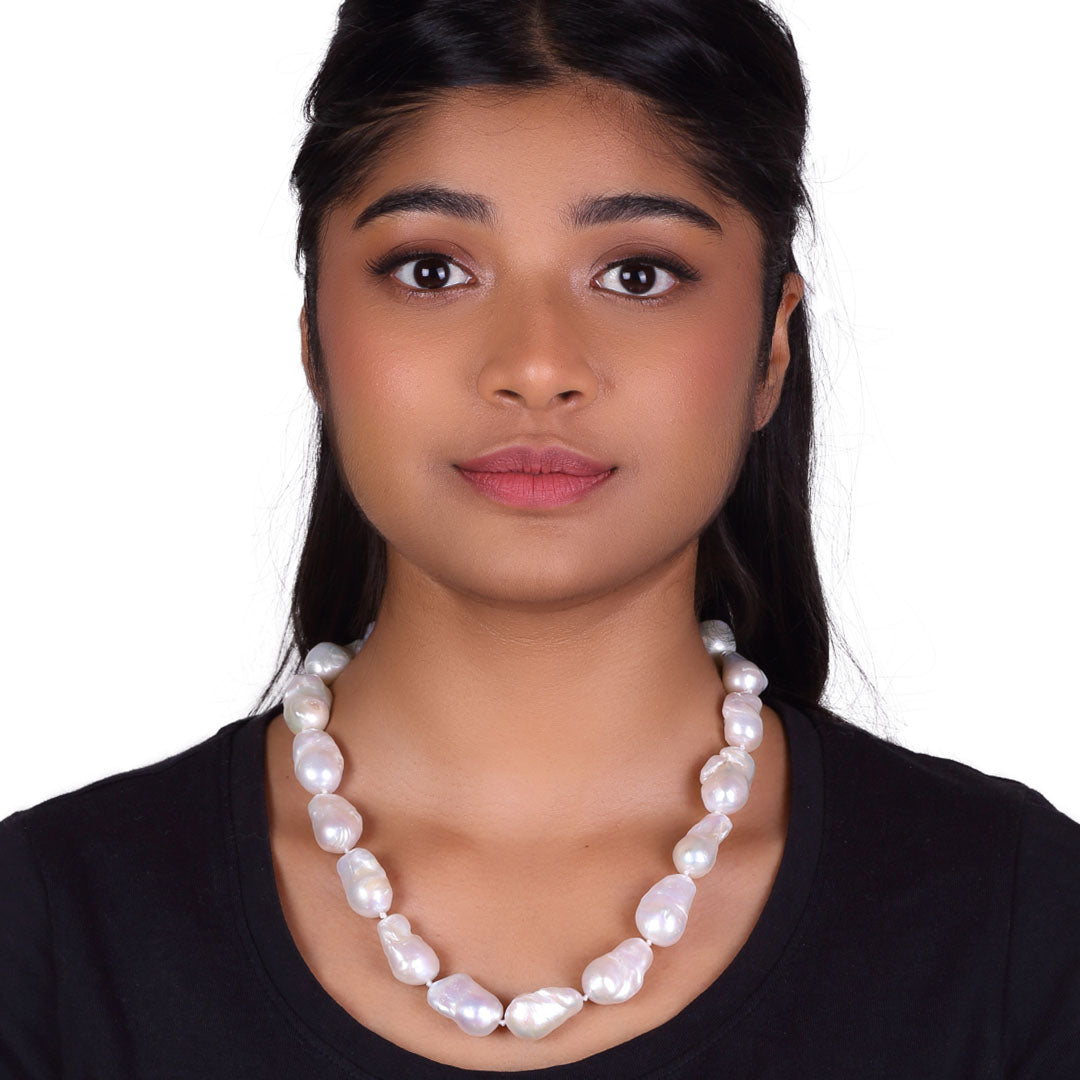 Freshwater White Baroque Pearl Necklace