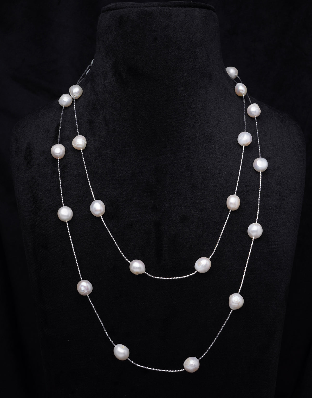 Long Single Line Two Style Freshwater Pearl String Necklace