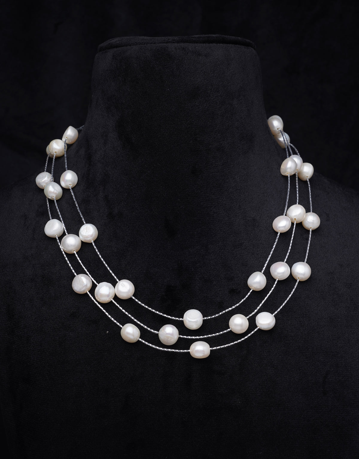 Elevate Your Style Effortlessly With A Stunning 3-Layer Freshwater Pearl Necklace