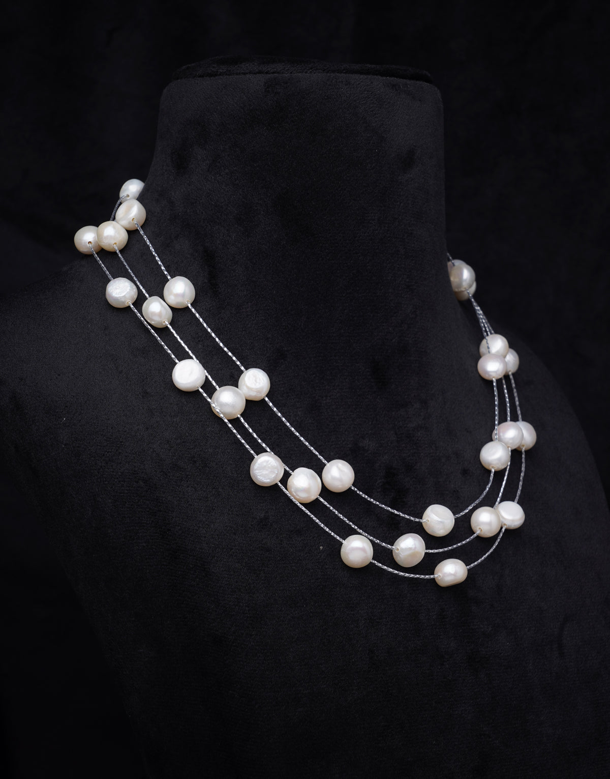 Elevate Your Style Effortlessly With A Stunning 3-Layer Freshwater Pearl Necklace