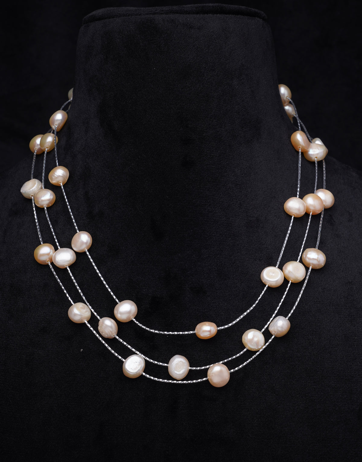 Elevate Your Style Effortlessly With A Stunning 3-Layer Freshwater Pearl Necklace