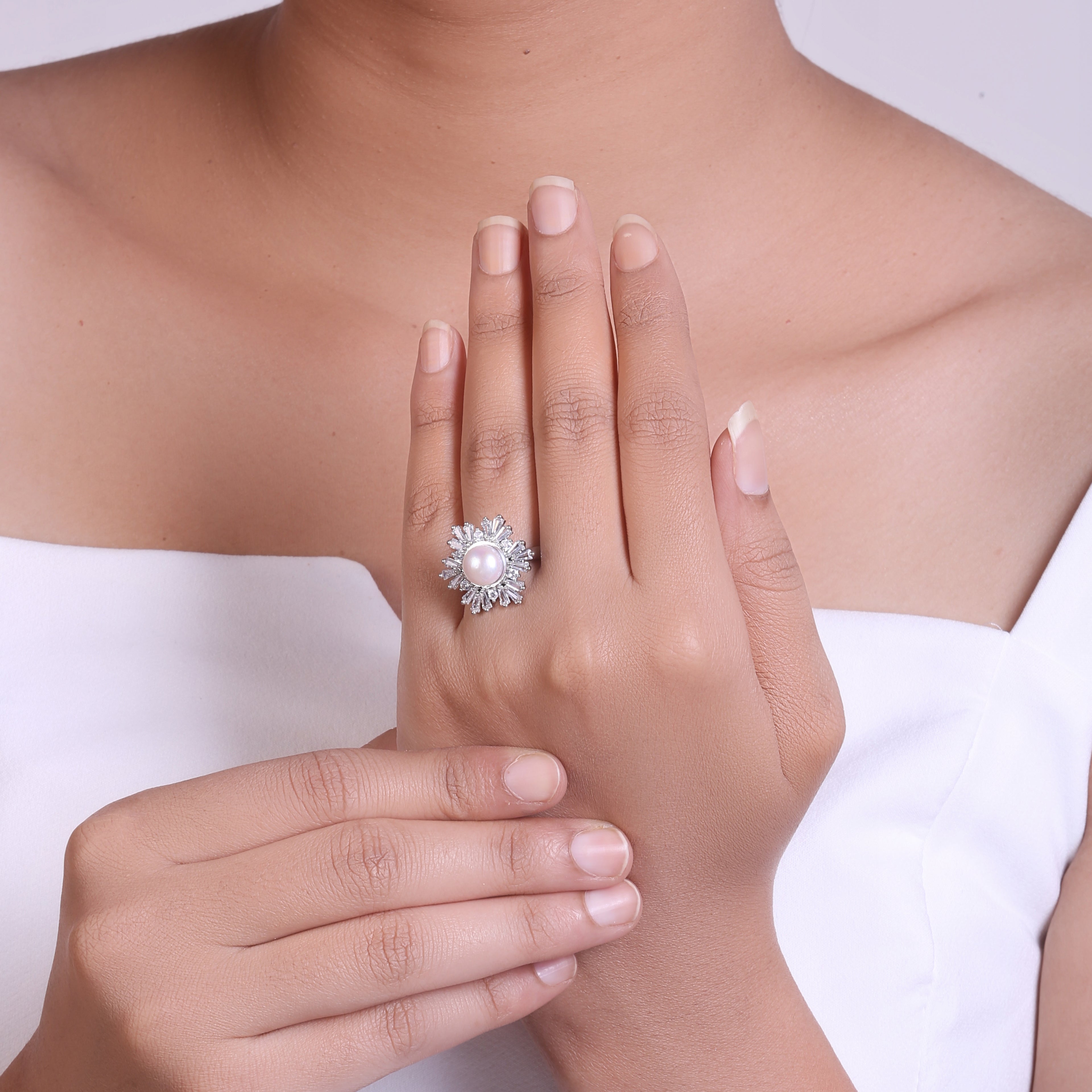 Radiant Starburst Freshwater Pearl Ring