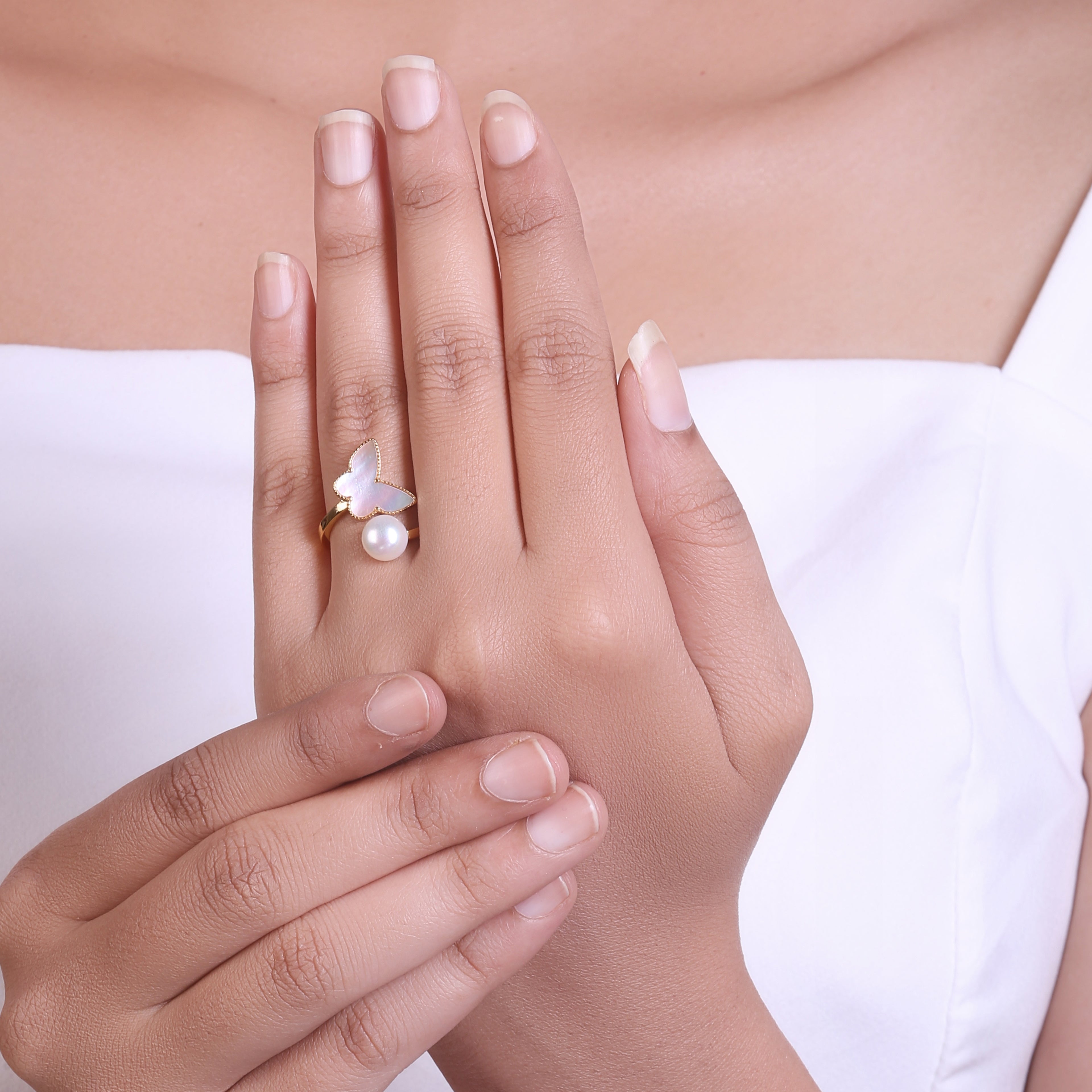 Butterfly Elegance Freshwater Pearl Ring