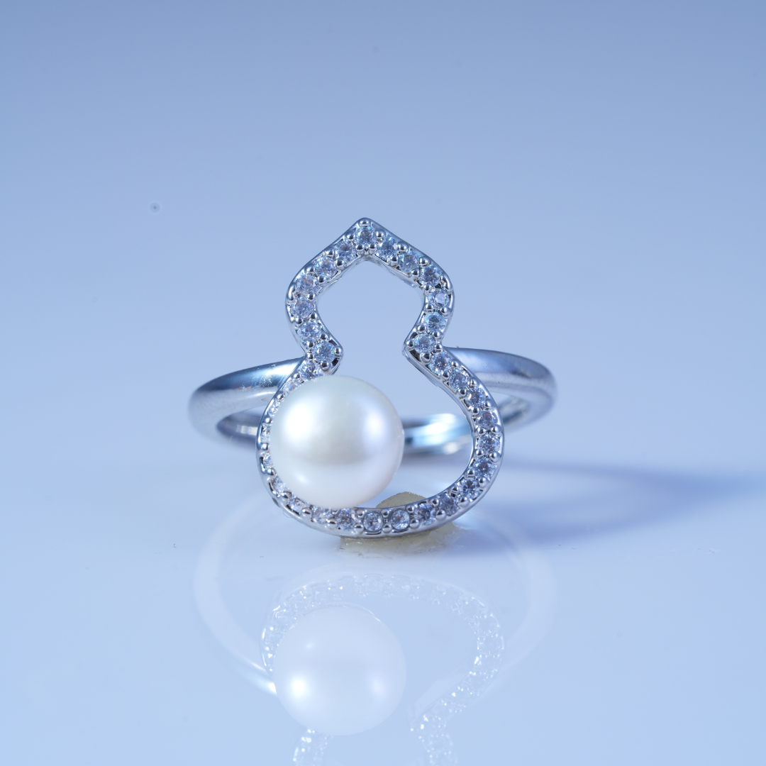 Classic Pearl White Finish CZ Ring