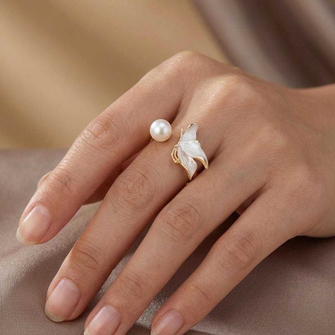 Fancy Gold Finish Freshwater Pearl Ring
