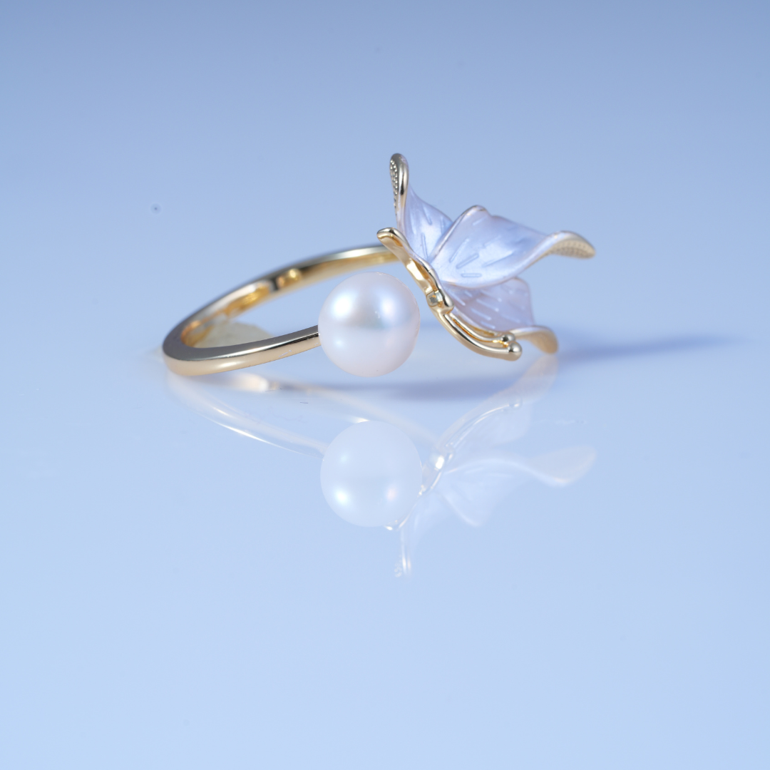 Fancy Gold Finish Freshwater Pearl Ring