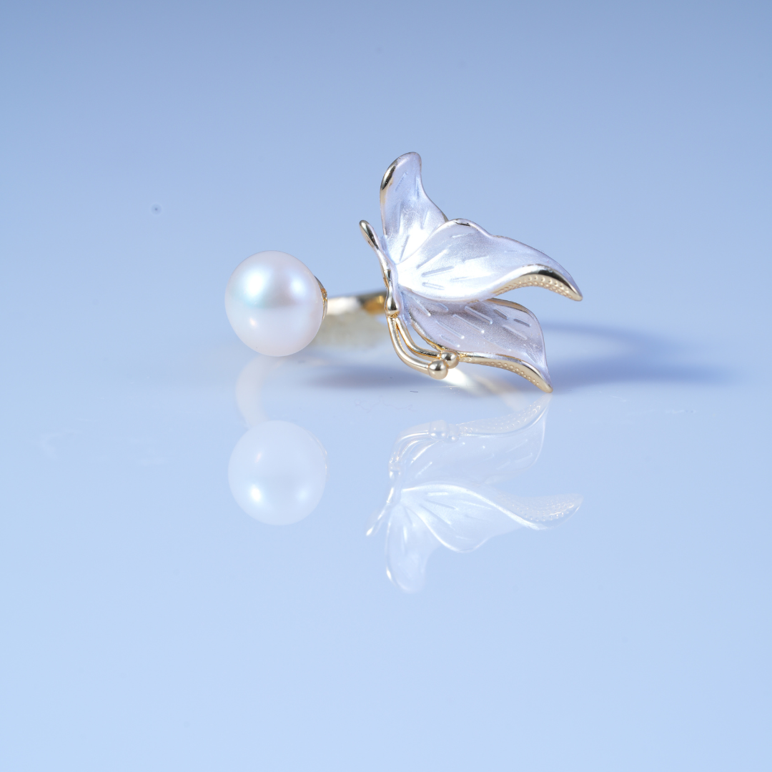 Fancy Gold Finish Freshwater Pearl Ring