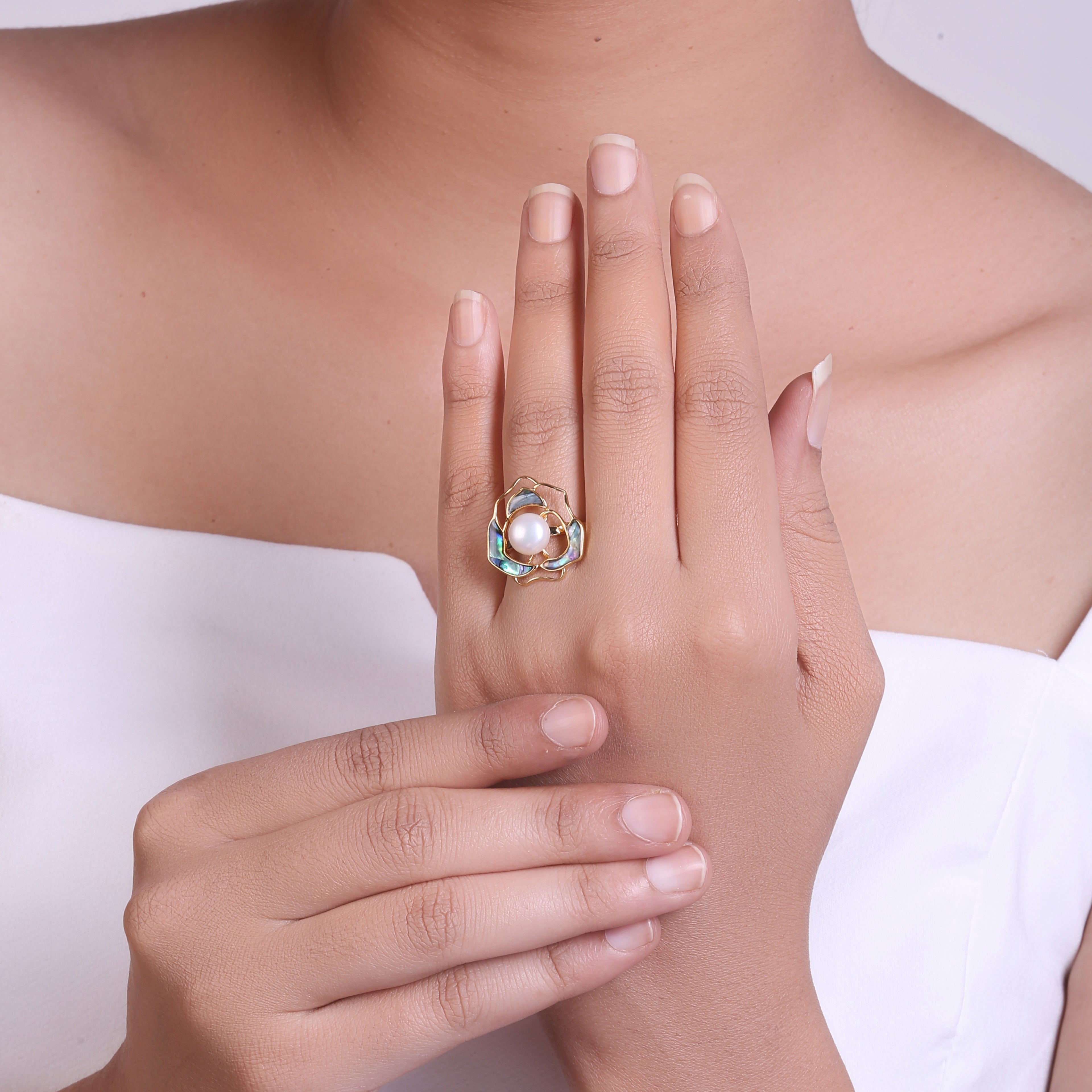 Blooming Elegance Freshwater Pearl Ring