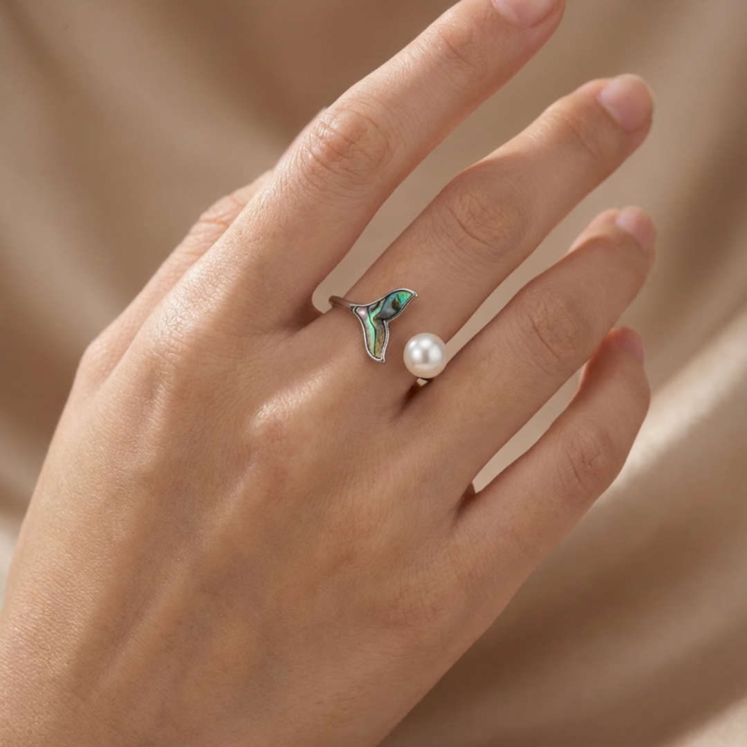 Enamel Blossom White Finish Pearl Ring