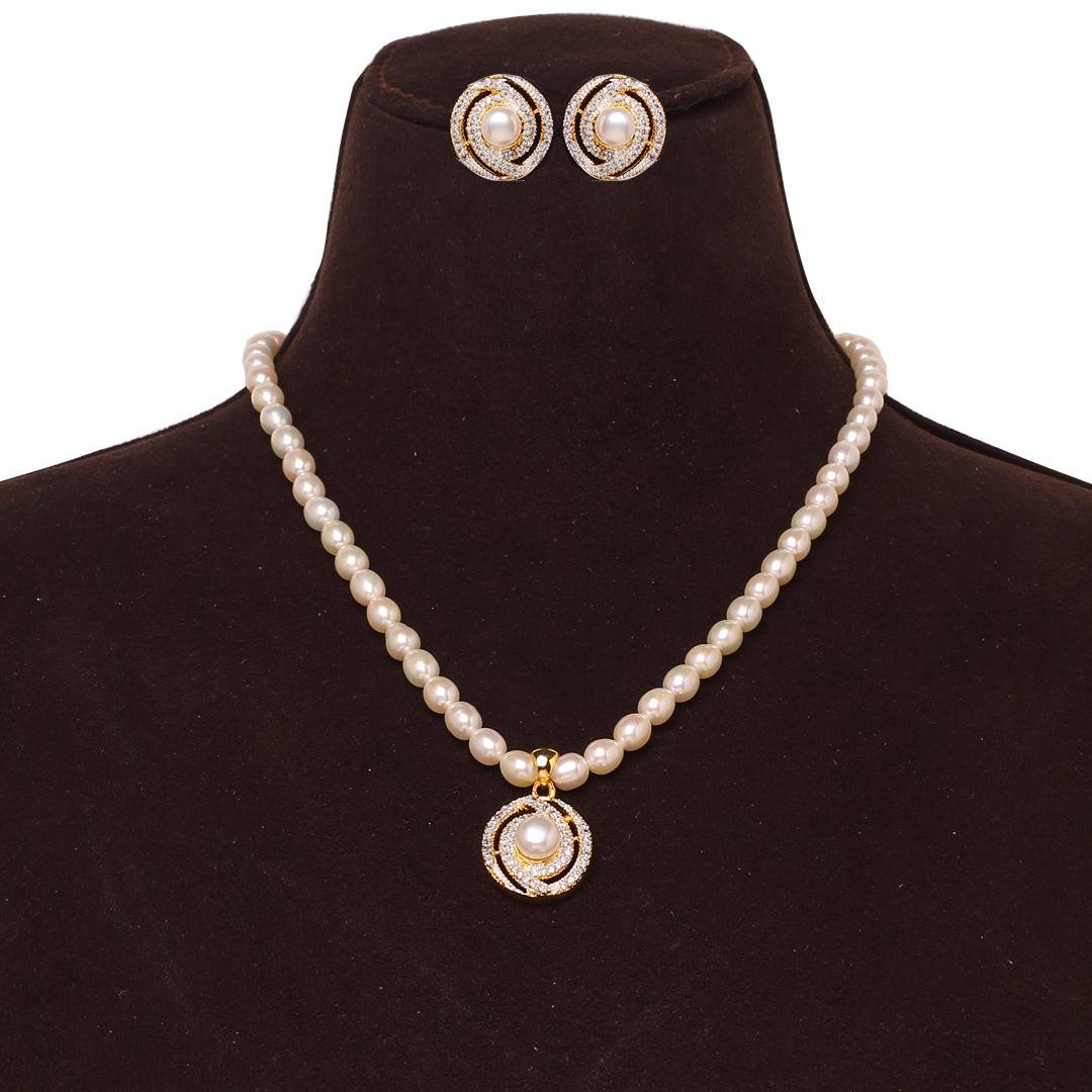 Freshwater Oval Shape Pearl Necklace and Earring Set