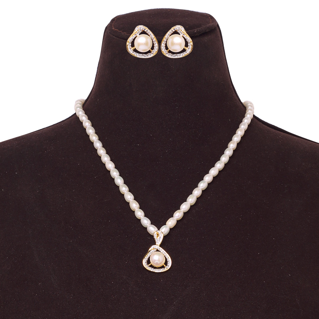Freshwater Oval Shape GraceStone Cultured Pearl Beaded Set