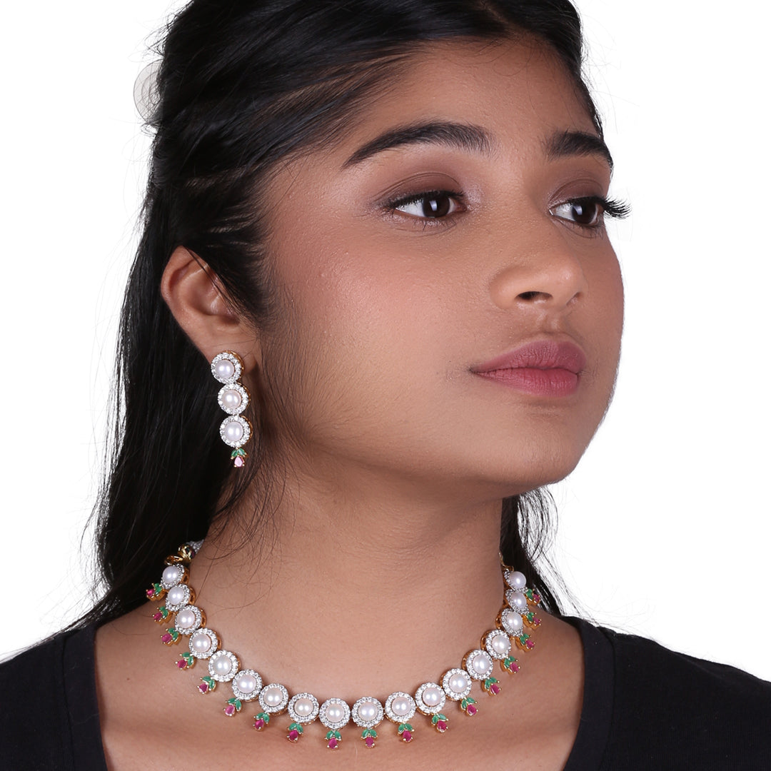 Traditional Button-Shaped Freshwater Pearl Choker Set