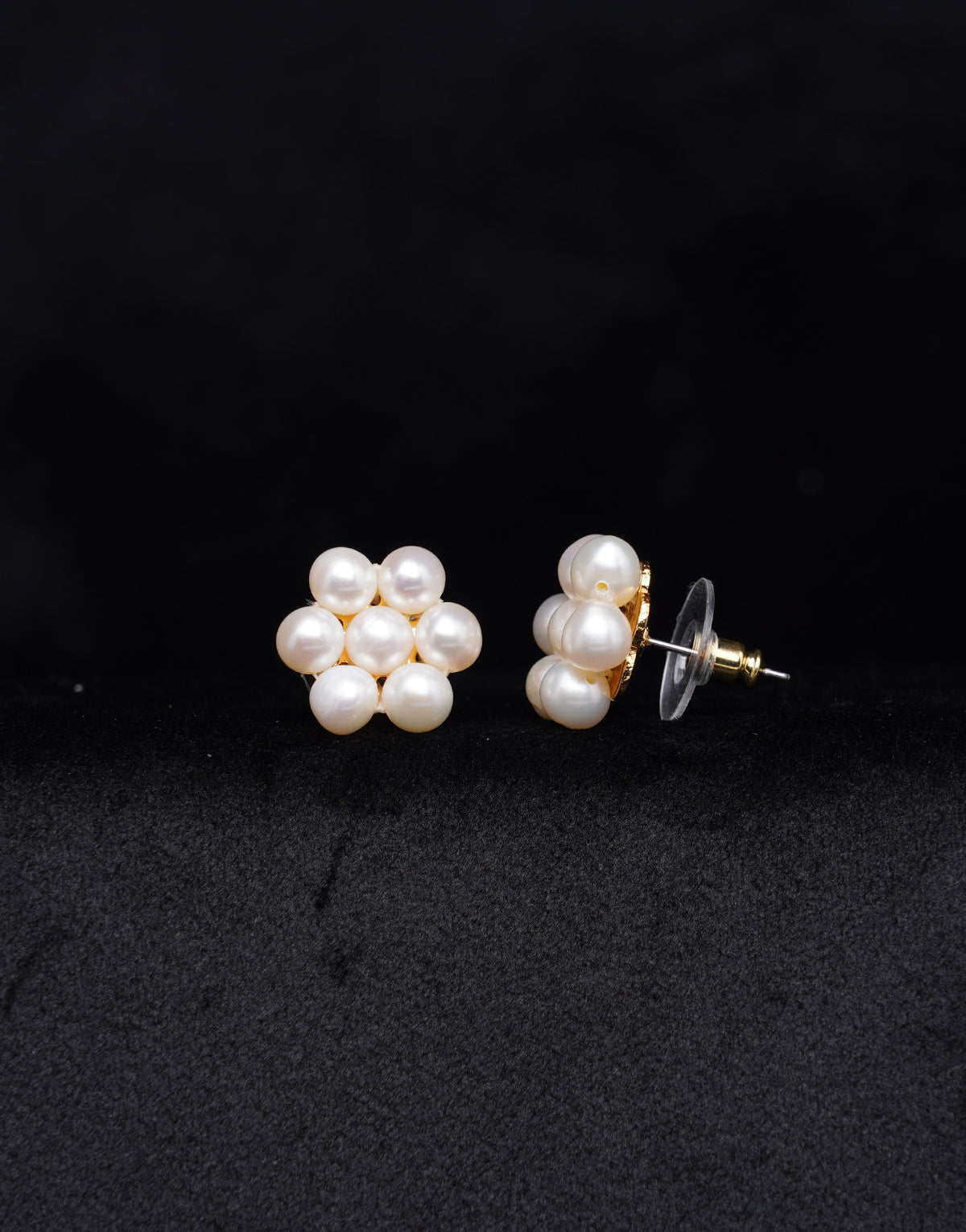 Freshwater Seven Pearl Studded Flower Earring