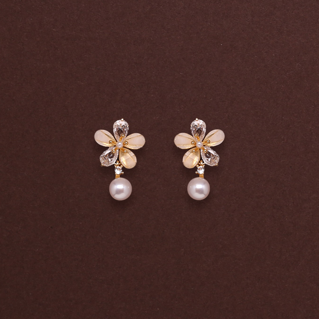 Grace Frame Pearl Earrings Freshwater White Pearls