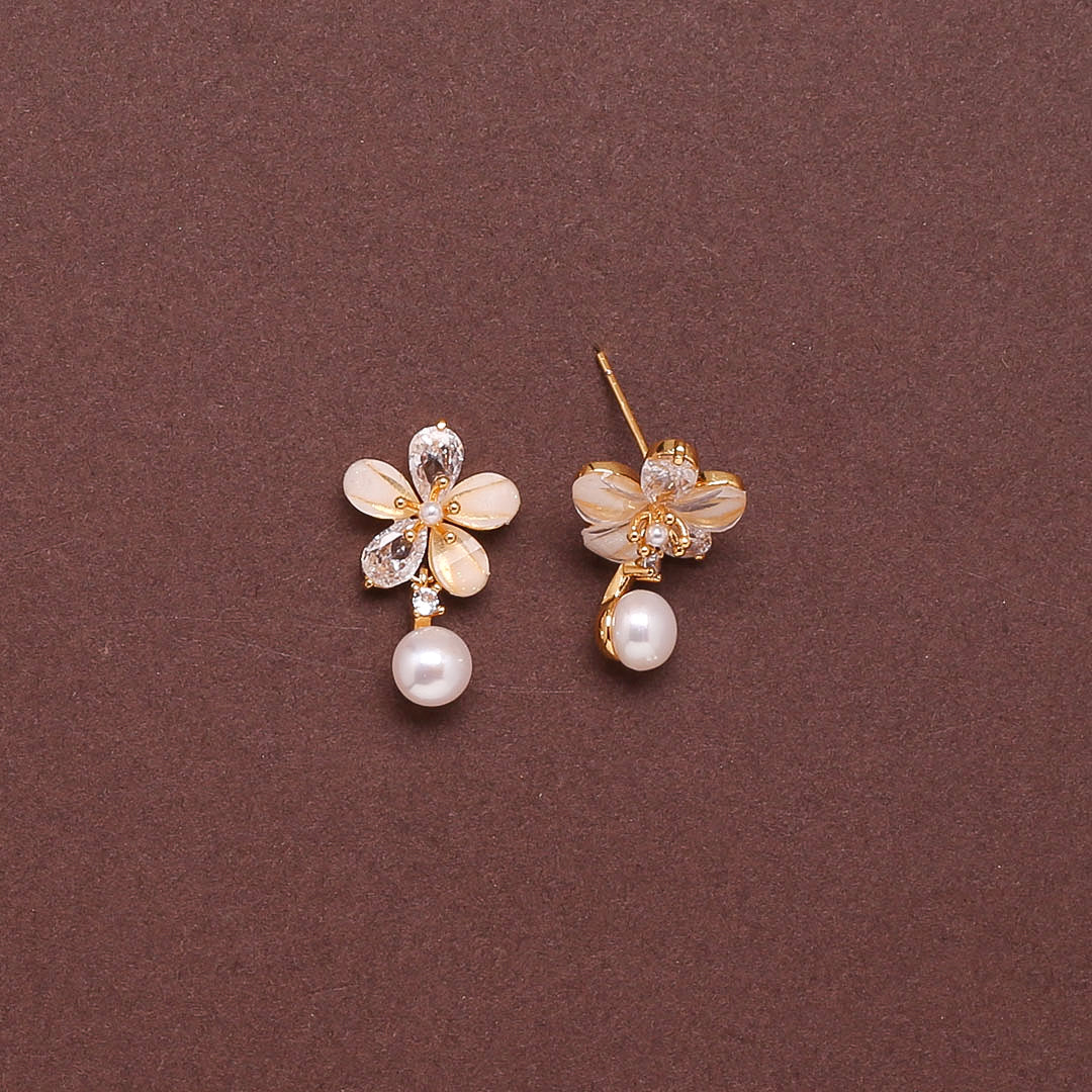 Grace Frame Pearl Earrings Freshwater White Pearls