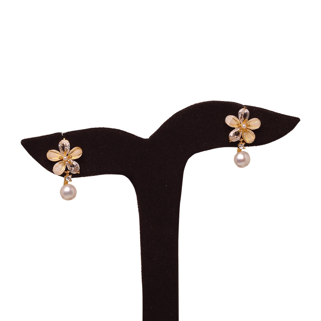Grace Frame Pearl Earrings Freshwater White Pearls